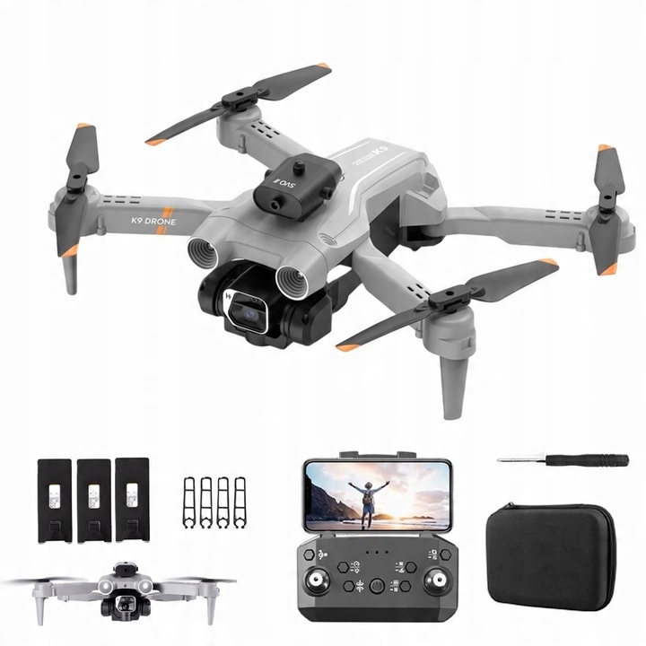 DRON, DÁLKOVĚ OVLÁDANÁ SKLÁDACÍ KVADROKOPTÉRA S HD KAMEROU, 3 BATERIE, DOBA LETU