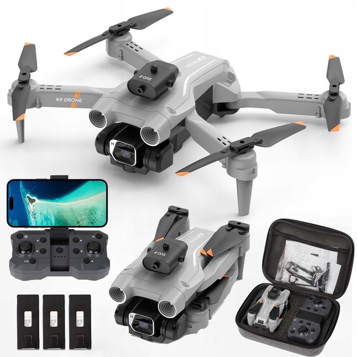DRON K9 KAMERA 4K, VYHÝBÁNÍ SE PŘEKÁŽKÁM, WIFI, 3x AKUMULÁTOR, DOSAH 100 m