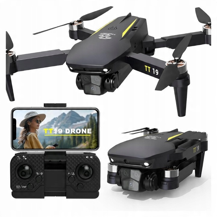 Dron miniaturní skládací bezkartáčový motor Kamera 1080p WiFI TTROARDS19
