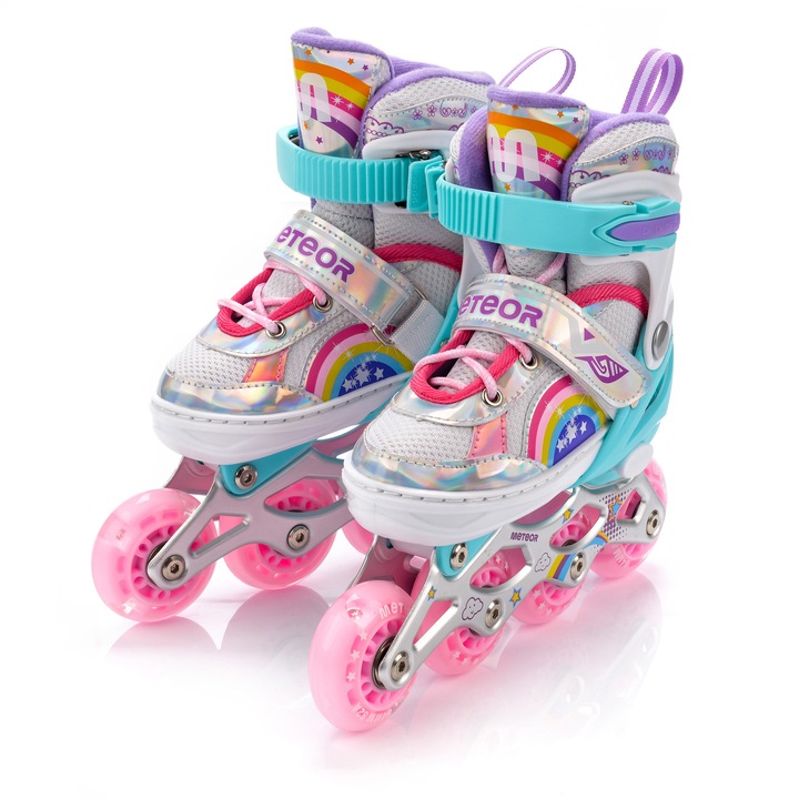 Dětské nastavitelné kolečkové brusle rekreační svítící LED kolečka Meteor S