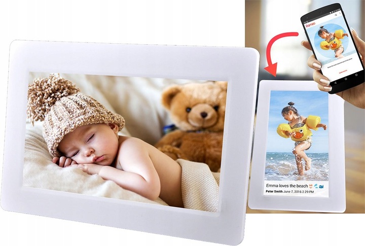 Digitální Rámeček na fotografie FRAMEO Wi-Fi Krásná bílá IPS 7" 8GB Denver PFF-710