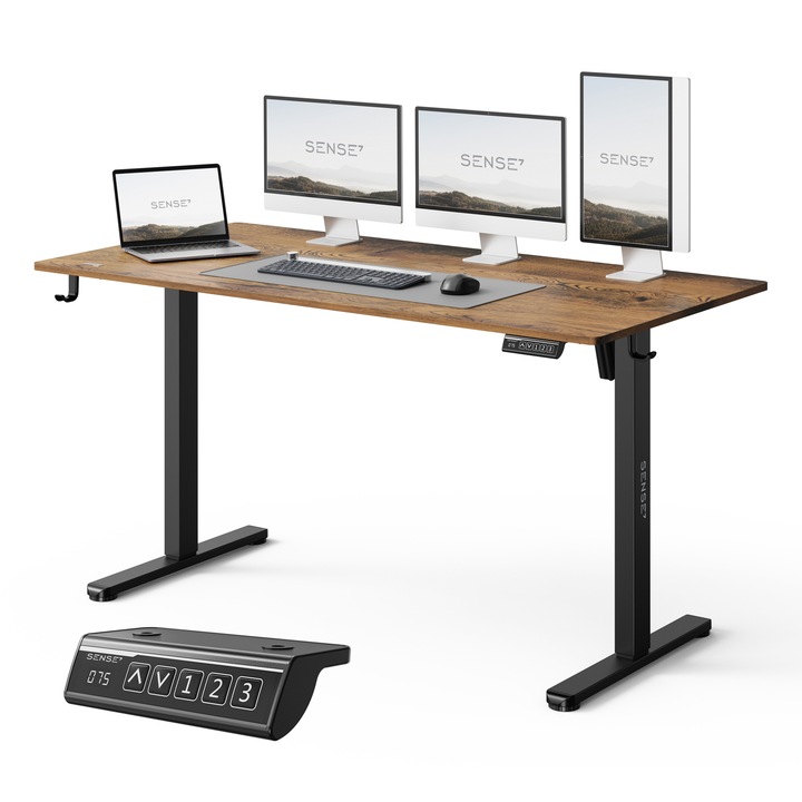 Elektricky nastavitelný psací stůl 140 x 70 cm, nastavitelná výška 72-118 cm SENSE7