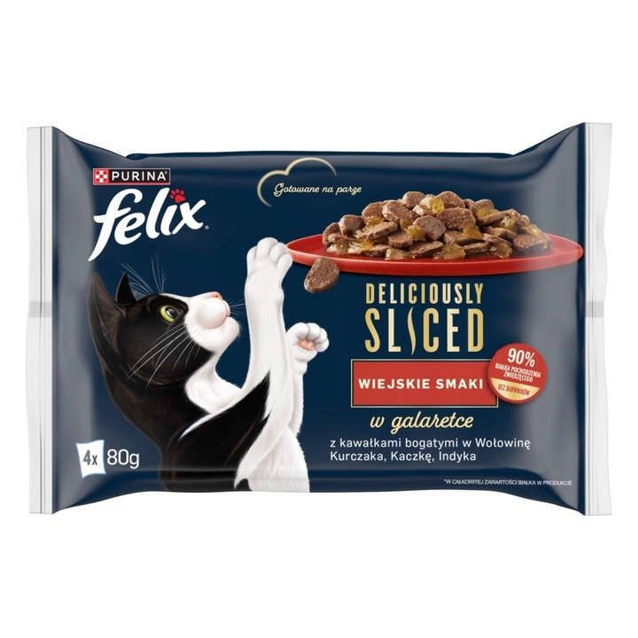 Felix Deliciously Sliced Venkovské příchutě 4x80g Krmivo Pro Kočky Mix 4 příchutí