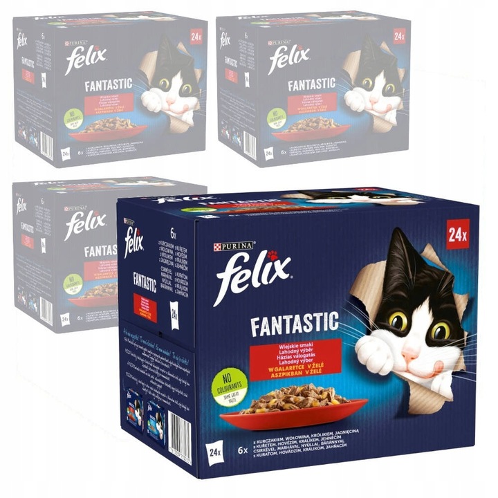 Felix Fantastické venkovské chutě v želé Mokré Krmivo Pro Kočky 96 x 85 g