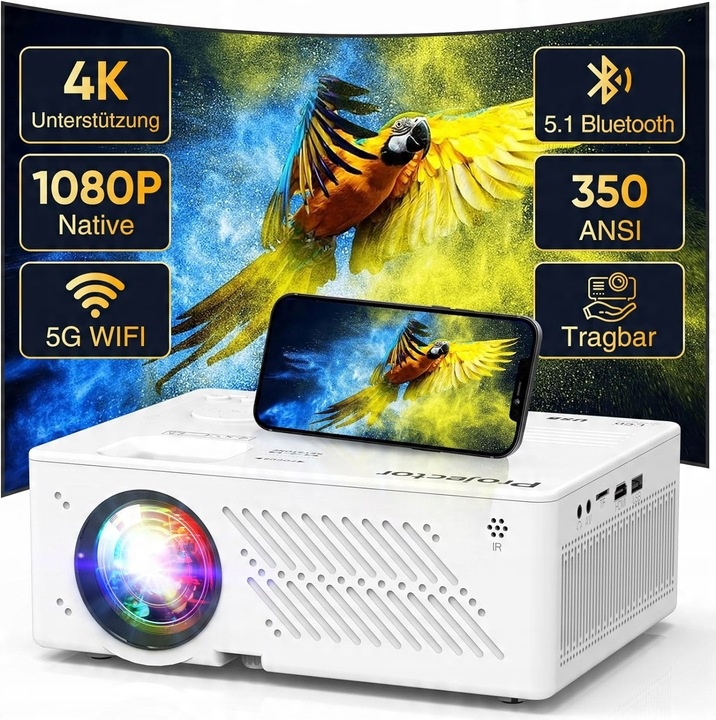 Filmový projektor Puxinat 4K 1080P 5G WiFi Bluetooth 15000L obrazovka 300