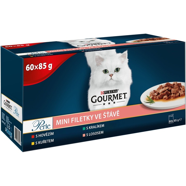 Gourmet PERLE multipack rybí a masový výběr ve šťávě 60x85 g SLEVA