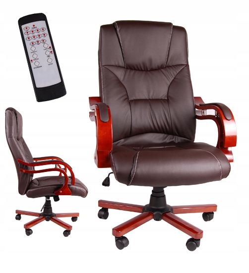 GIOSEDIO NOVÉ hnědé KANCELÁŘSKÉ KŘESLO s dřevěnými prvky BSL003M s MASÁŽÍ