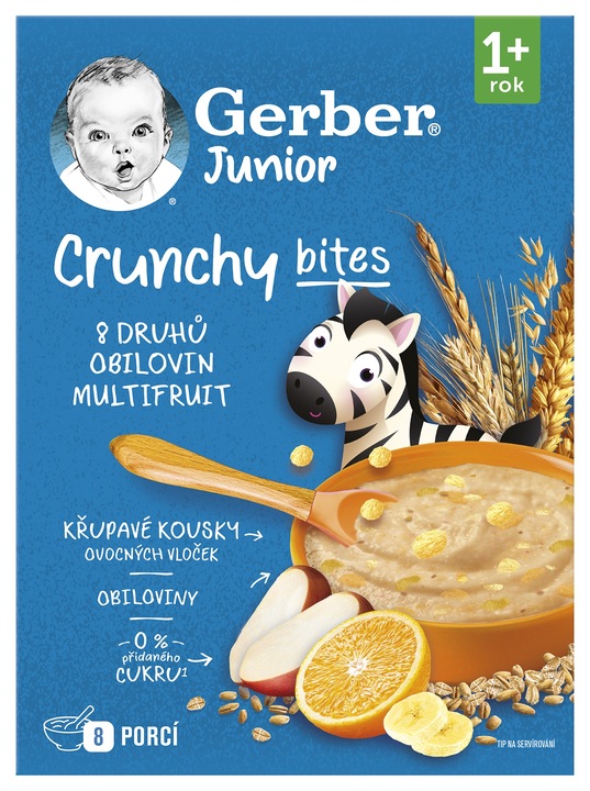 Gerber Crunchy Bites Kaše 8 obilovin s banánem a jablkem a pomerančem 200 g SLEVA