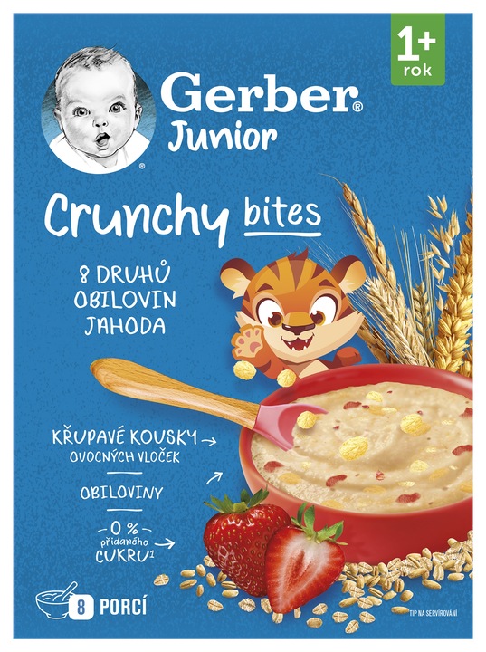 Gerber Junior Crunchy Bites Kaše 8 obilovin s jahodou 200 g
