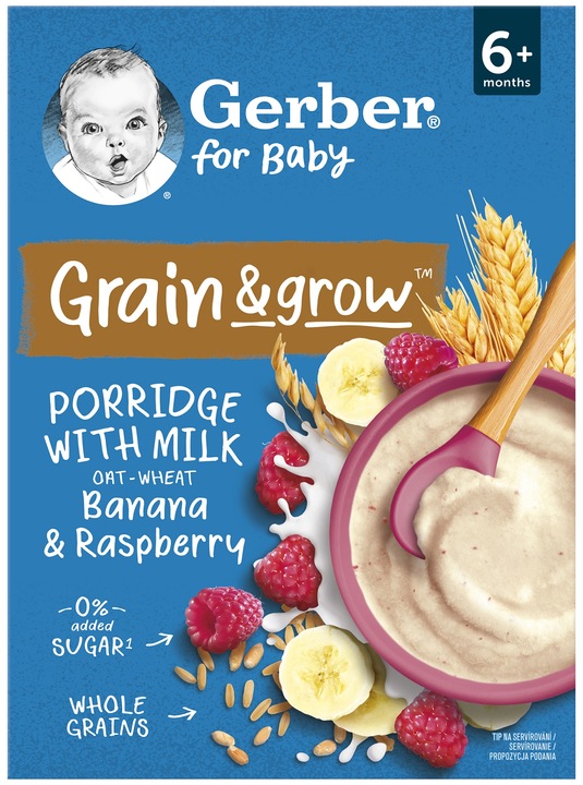 Gerber Mléčná kaše pšenično-ovesná banán a malina 200 g AKCE
