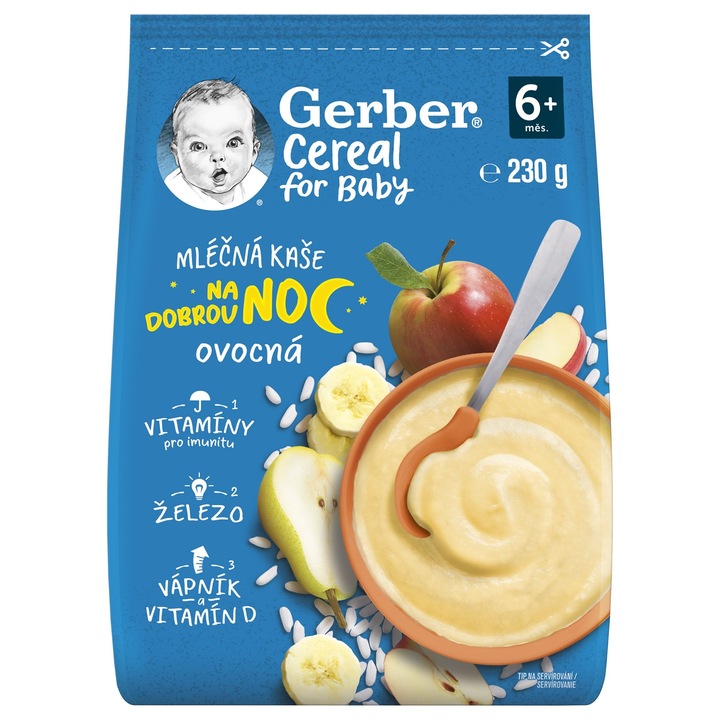 Gerber Cereal mléčná kaše ovocná Dobrou noc 230 g