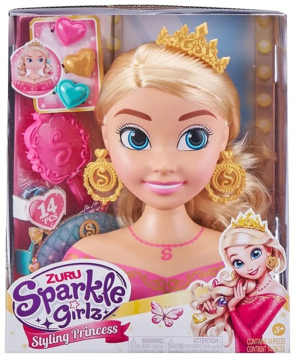 HLAVA PRO ČESÁNÍ STYLIZACÍ UČENÍ SPARKLE GIRLZ DÁREK PRINCESS ZURU HIT