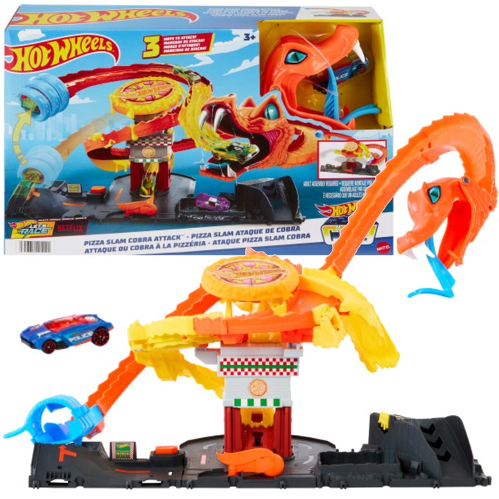 HOT WHEELS PIZZA SLAM COBRA ATTACK AUTODRÁHA ÚTOK KOBRY + VOZIDLO