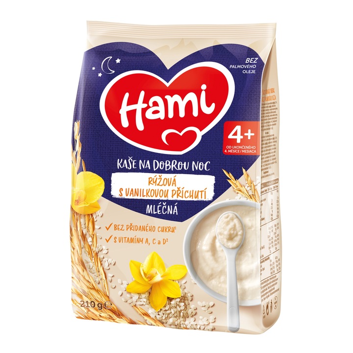 Hami mléčná kaše rýžová s vanilkovou příchutí 210g AKCE