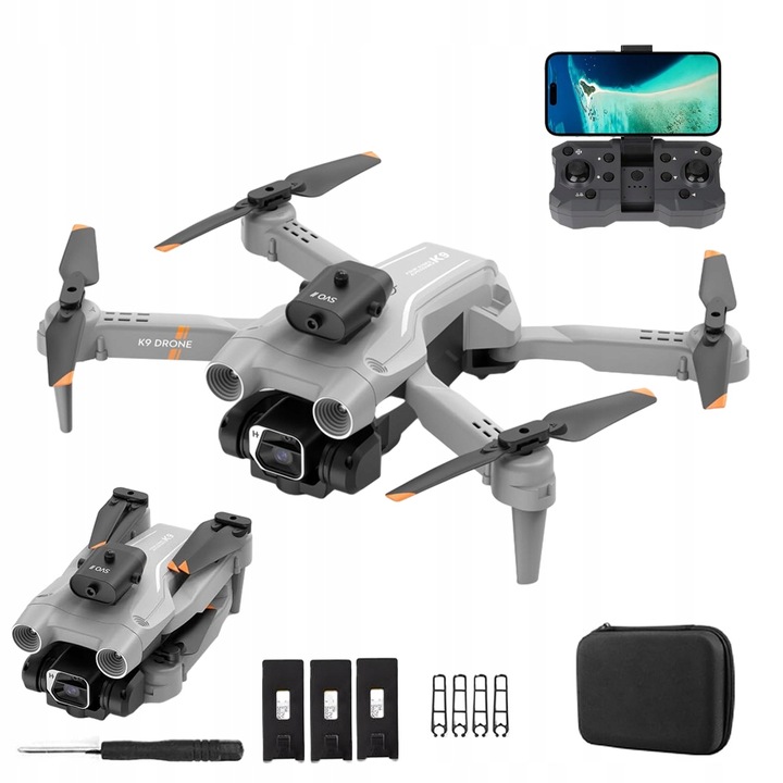 HD 4K SKLÁDACÍ DRON SE 2 KAMERAMI, UDRŽOVÁNÍ VÝŠKY, 3 BATERIE A DÁLKOVÉ OVLÁDÁNÍ