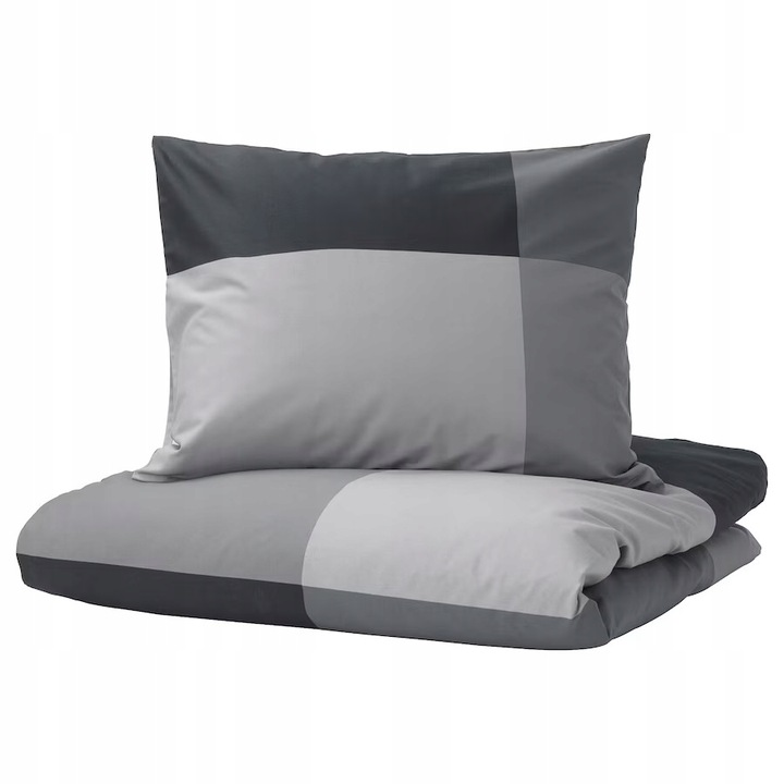 IKEA BRUNKRISSLA povlečení set povlečení 150x200 50/60cm černá šedá mřížka