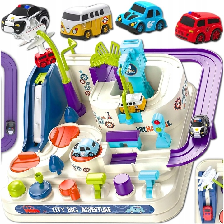 INTERAKTIVNÍ AUTODRÁHA PŘEKÁŽKOVÁ DRÁHA PRO DĚTI 4 AUTÍČKA DÁREK