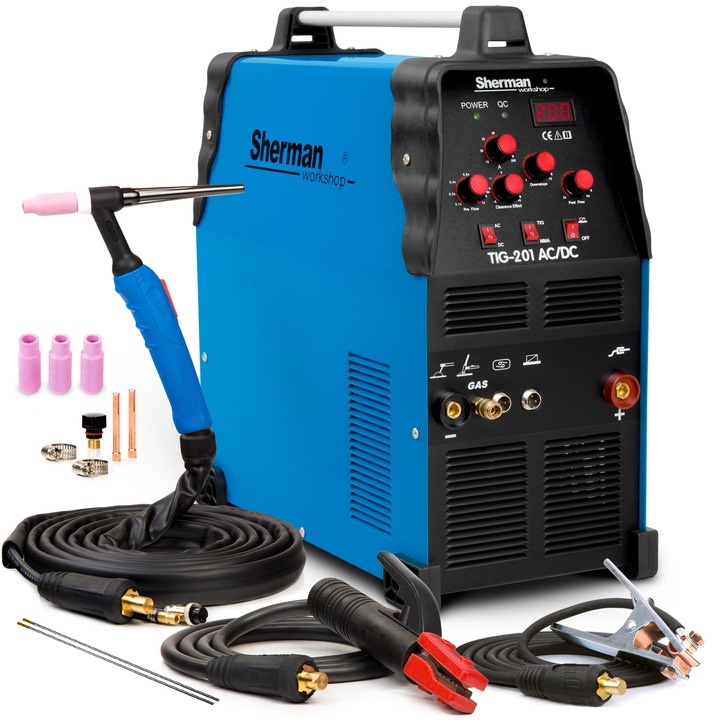 INVERTOROVÁ SVÁŘEČKA SHERMAN TIG 201 AC DC MMA 230V 200A HF HLINÍK VÝPRODEJ