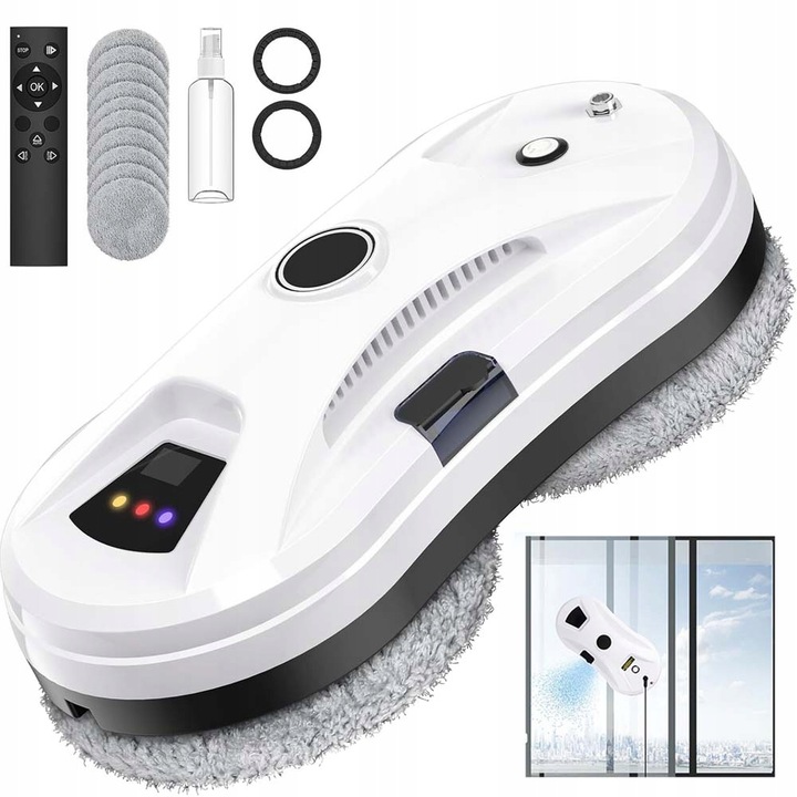 Inteligentní robot na mytí oken, skel a zrcadel s automatickým rozprašovačem - Sada