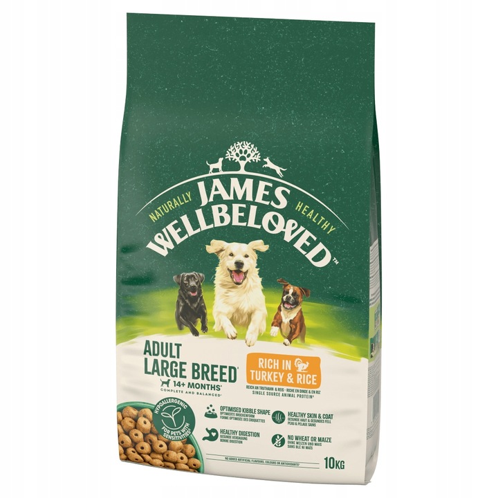 JAMES WELLBELOVED Monoproteinové suché Krmivo pro psy Velké plemena Krůta 10 kg