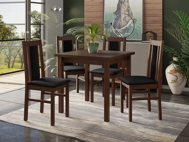 Jídelní sestava 4+1 HARDIN 2 - ořech / černá