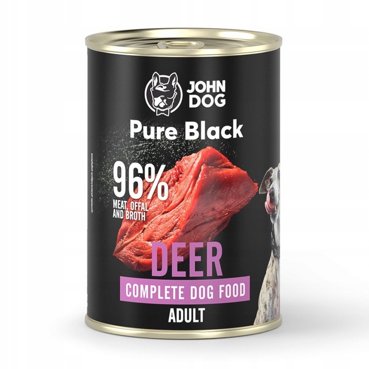 John Dog Krmivo Mokré pro psa Pure Black Jelen Plechovka 400 g