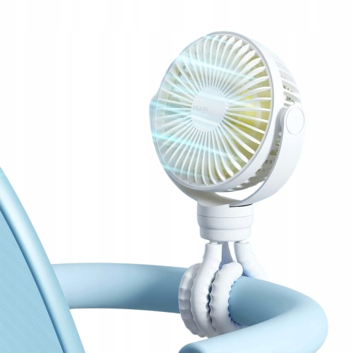 JISULIFE Přenosný akumulátorový ventilátor pro vozík na stůl s 4 rychlostmi 360
