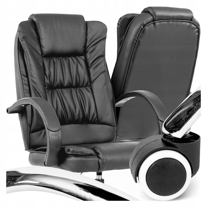 Kancelářské křeslo OTOČNÉ černé / základna CHROM / PU KŮŽE židle DO KANCELÁŘE!