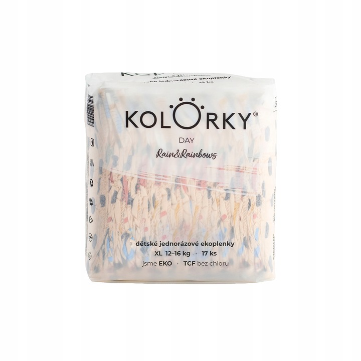 KOLORKY DAY - déšť a duhy - XL (12-16 kg) - 17 ks - jednorázové eko plenky