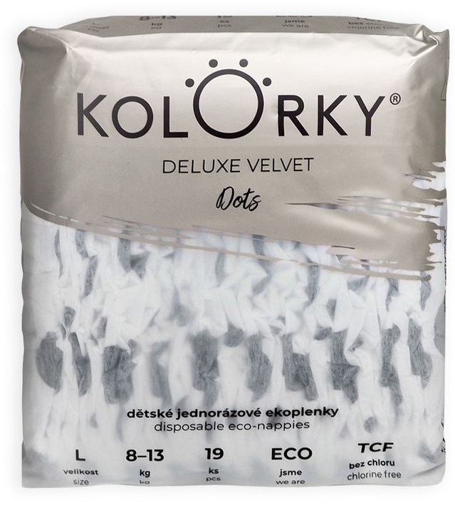 Kolorky Deluxe Velvet Dots na jedno použití plenky EKO velikost L velikost