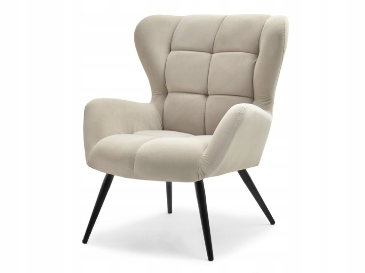 Křeslo ušák ARNO - béžové / černé