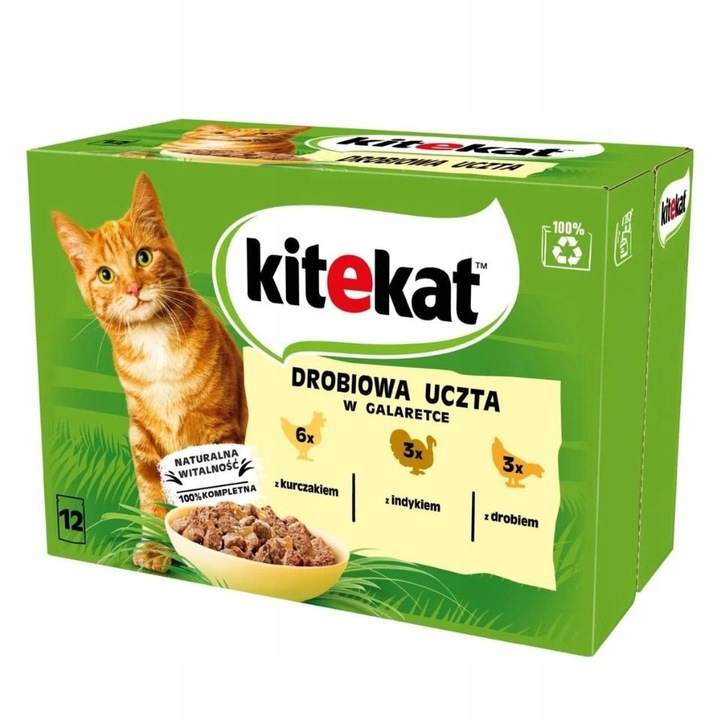 KITEKAT Drůbeží hostina kapsička vlhké krmivo kompletní pro kočky 12 x 85 g