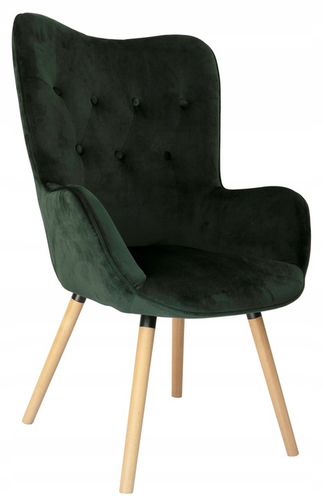 KŘESLO UŠÁK SKANDINÁVSKÝ RETRO SALON COZY ZELENÝ