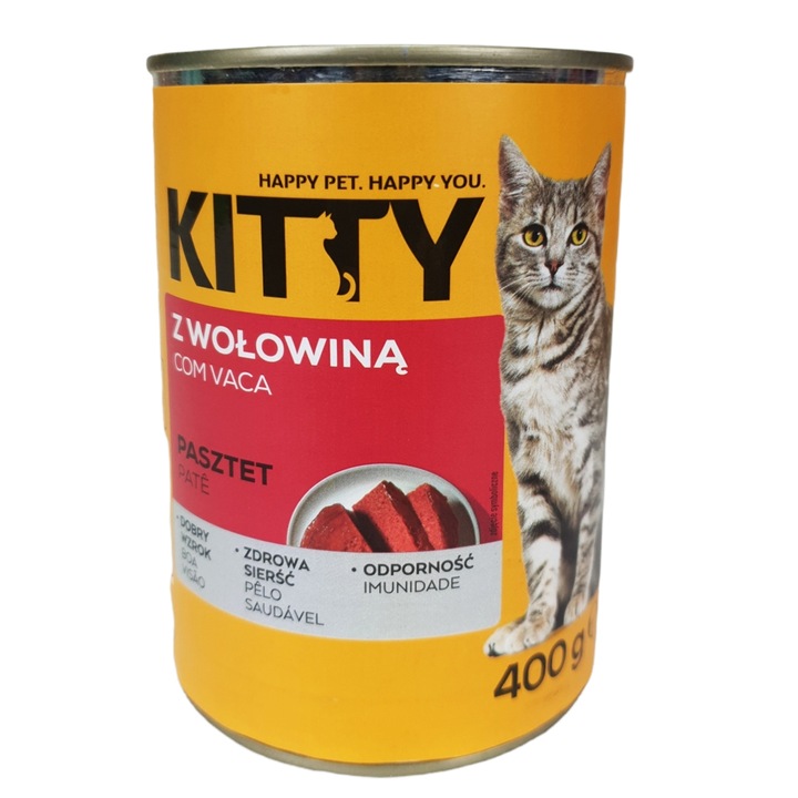Krmivo mokré pro kočky Paštika s hovězím masem 400 g Kitty