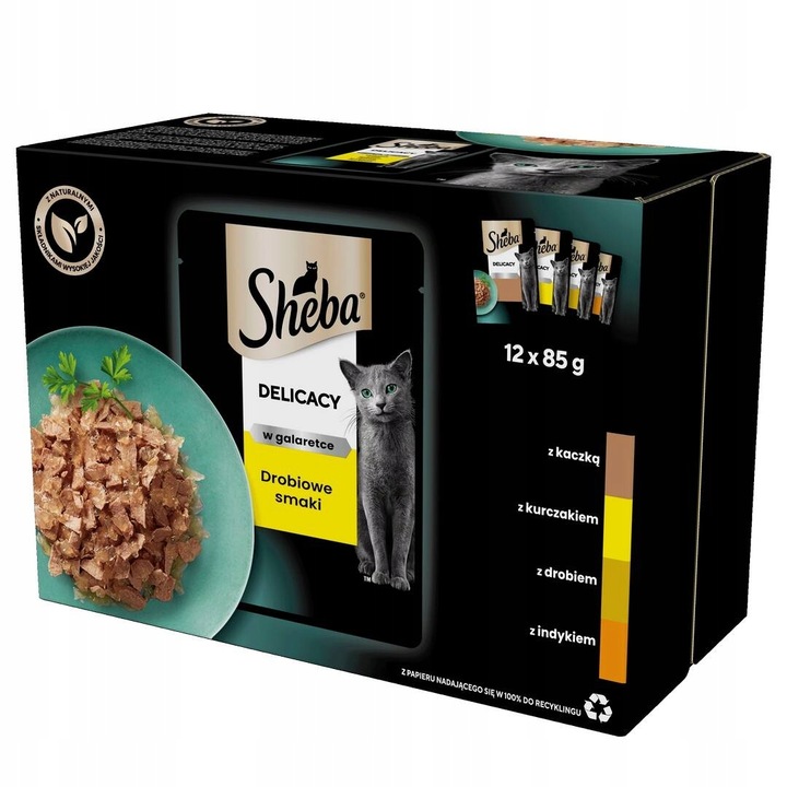 Krmivo pro kočky Sheba Delicacy Drůbeží příchutě v želé 12x85 g