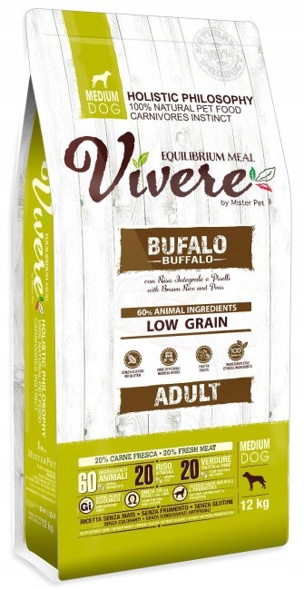Krmivo pro psy Vivere Dog Medium 12 kg Krmivo s buvolem