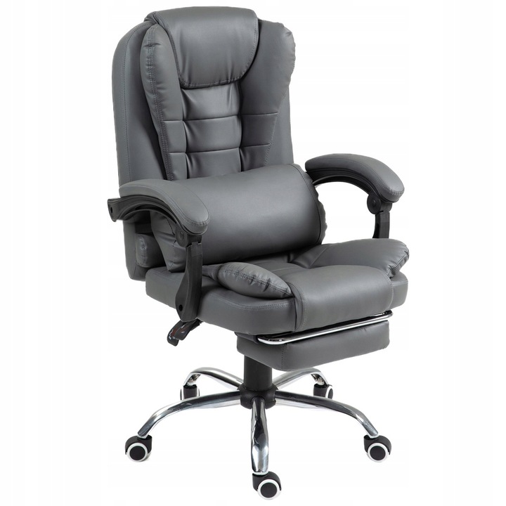 Kancelářská otočná židle s podnožkou a bederní opěrkou ŠEDÁ GIOSEDIO