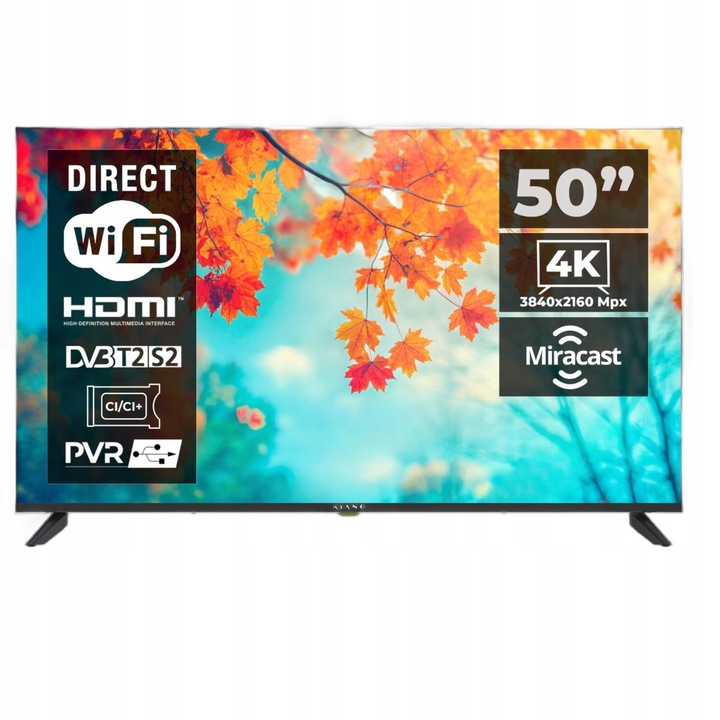 Kiano KE50 – LED televizor 50" 4K UHD Smart TV s WiFi, PVR a Miracastem