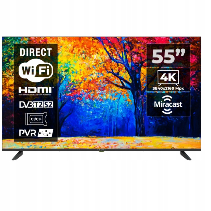 Kiano KE55 – 55" 4K D-LED televizor s Android TV 11 a tunerem DVB-T2