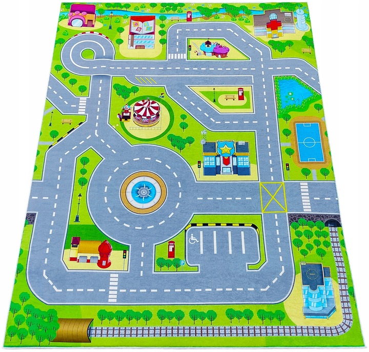 KOBEREC 80x150 ULICE SILNICE AUTA MĚSTO PROTISKLUZOVÝ PRO DĚTI
