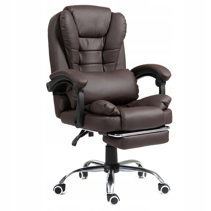 Kancelářská otočná židle s podnožkou a bederní opěrkou, HNĚDÁ GIOSEDIO