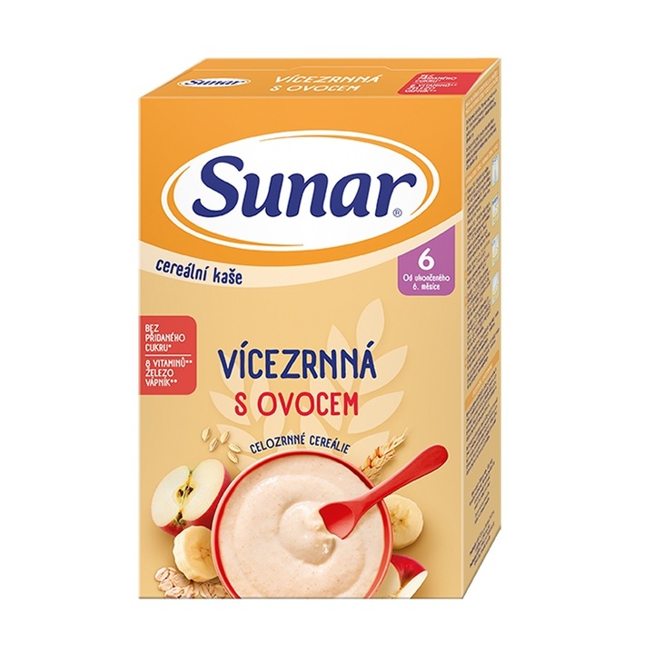 Kaše bez cukru, kaše, víceobilná Sunar mix ovesné vločky karton 6x210 g