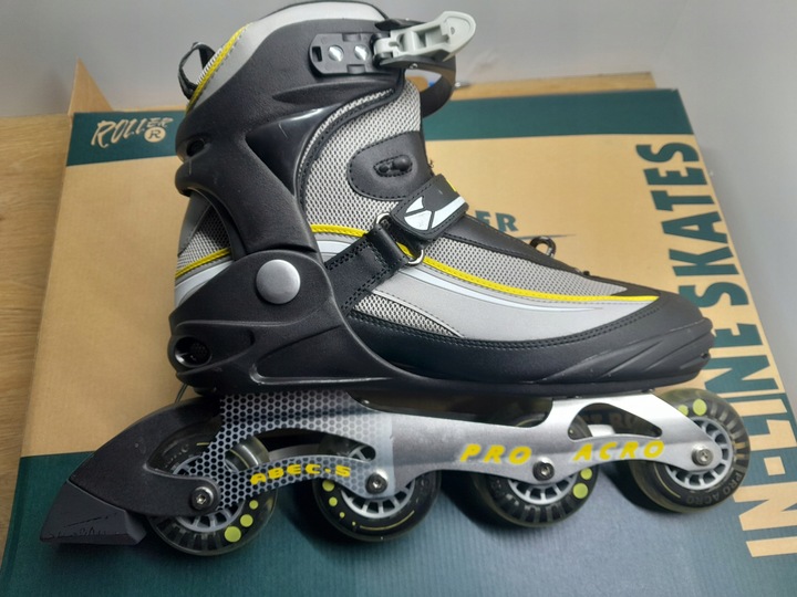 Kolečkové Brusle pro acro velikost 46 abec-5 šedožluté délka vložky 30,5 cm