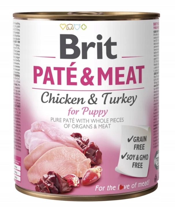 Krmivo BRIT PATÉ & MEAT kuřecí maso pro štěňata 800 g