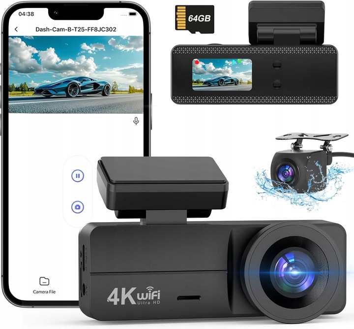 KAMERA AUTOMOBILOVÁ 4K+1080P DUAL DASH CAM NA PŘEDNÍ I ZADNÍ STRANĚ PARKOVACÍ REŽIM