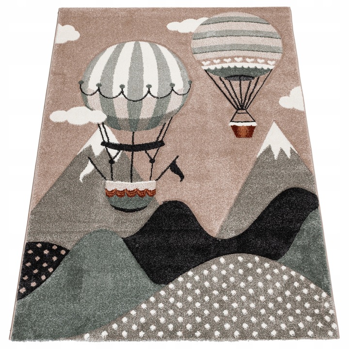 KOBEREC BÉŽOVÝ MĚKKÝ 80x150 cm BALÓNKY CHODNÍK KIDS DĚTSKÝ POKOJ