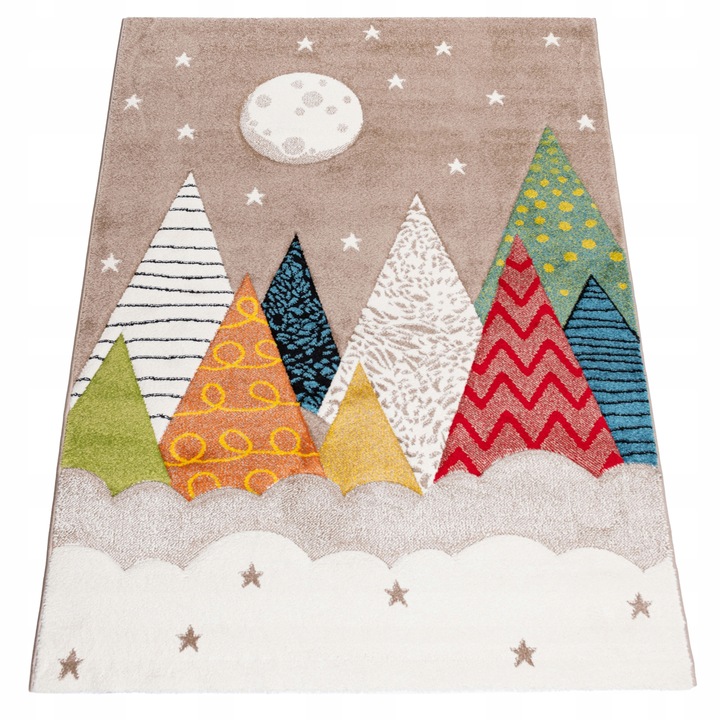 KOBEREC PRO DĚTI 120x170CM MĚKKÝ BAREVNÝ DO DĚTSKÉHO POKOJE HORY MĚSÍC