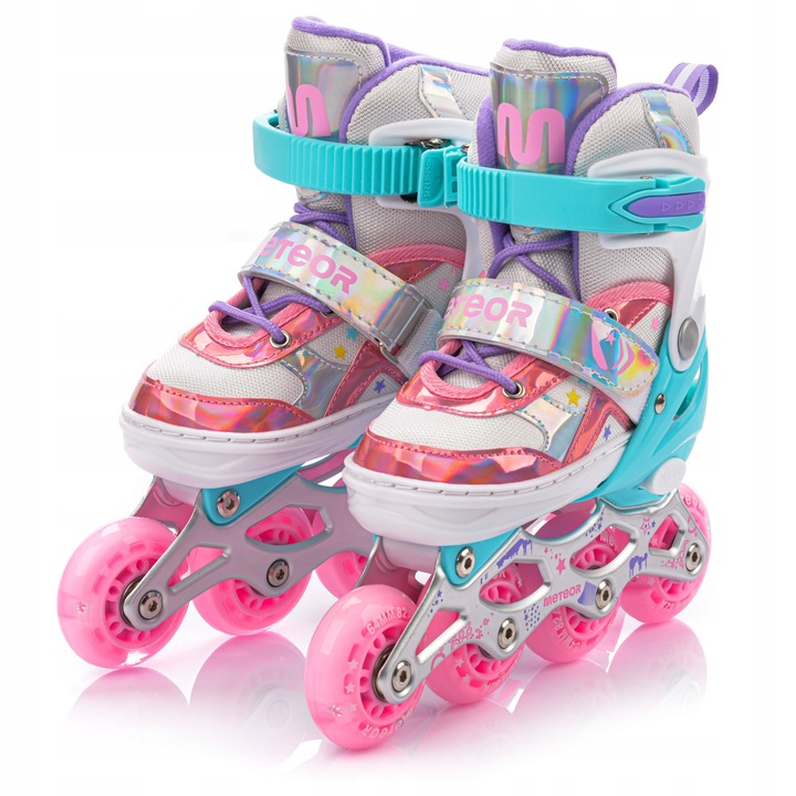 KOLEČKOVÉ BRUSLE NASTAVITELNÉ KOLEČKOVÉ BRUSLE METEOR LUNAR S ABEC-7, poloměkká bota