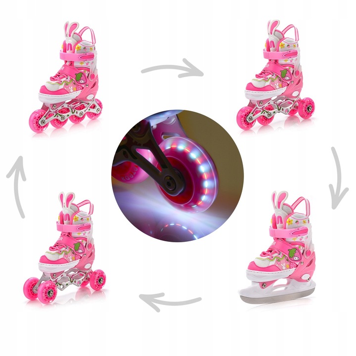 Kolečkové brusle METEOR BUNNY KOLEČKOVÉ BRUSLE 4 v 1 S brusle 2v1 kolečkové brusle kolečkové kolečkové brusle kolečka LED 82A