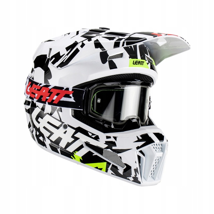 LEATT KASK MOTO 3.5 Zebra Černá Bílá + BRÝLE